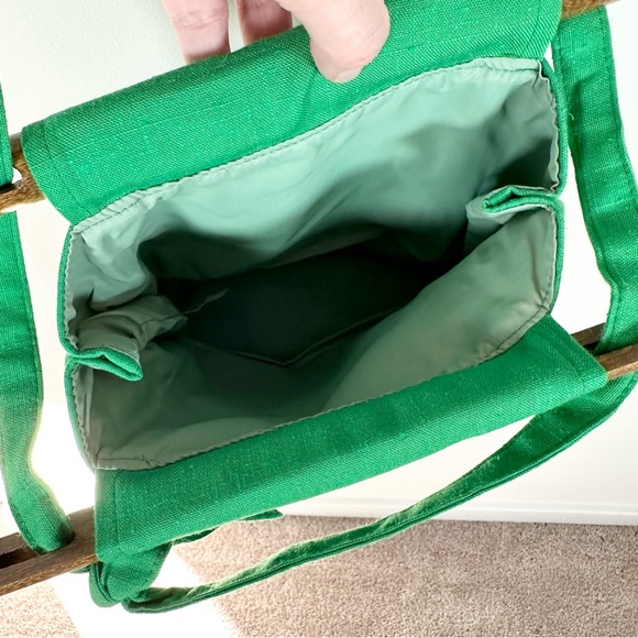 Vintage Jeanne Bouchever Purse - Wooden Hand Bag - Green Retro Handle Pouch - Picture 5 of 12